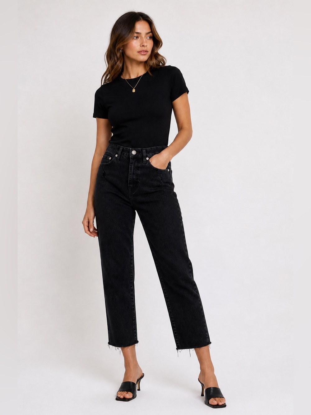 Buffalo David Bitton Black Ankle Cropped Jeans